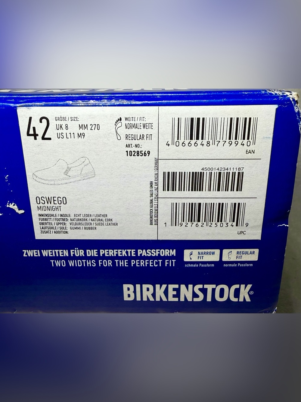Birkenstock Oswego Suede Midnight Blue Men’s 9 Women’s 11 EU 42 Regular Fit - Picture 8 of 8